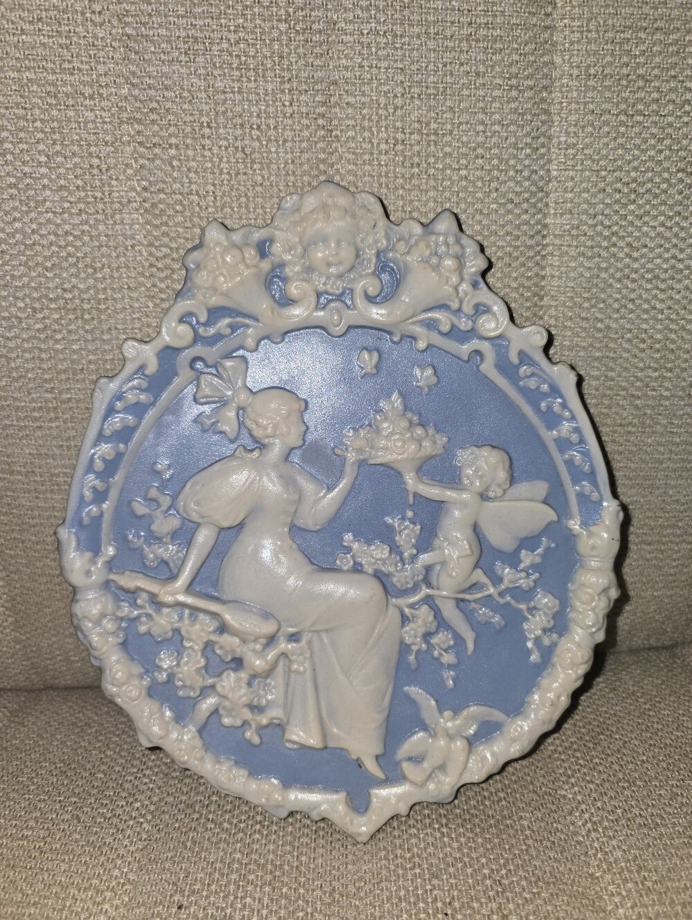 Schafer & Vater Antique Blue Jasperware Wall Plaques German Art